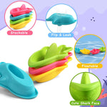 Baby Bath Toys, Mold Free Bath Toys Toddlers 2-4 | Stacking Boat Sensory Water Table Toys and Toddler Pool Toys as Gifts for Boys and Girls Ages 1-3