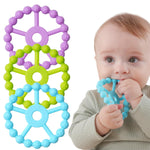 3 Pack Silicone Teething Ring Toys for Babies 0-6 Months, Seposeve Toddler Teethers for 6-12 Months, 12-24 Months, Purple Pink White