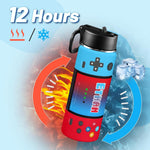 Personalized Game Water Bottle for Boys, 18oz | Customized Kids Insulated Bottle with Name for Kids for School, Stainless Steel Thermo with Straw