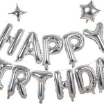 Silver Happy Birthday Aluminum Foil Balloon Decoration Kit for Kids and Adults