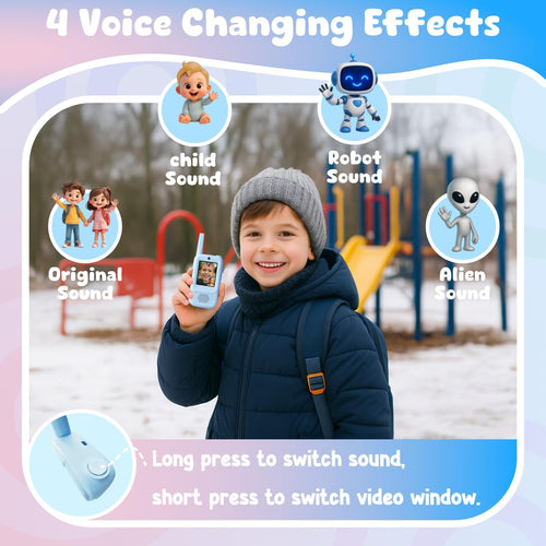 Video Walkie Talkies for Kids: Rechargeable 2-Pack with Real-Time Video, Voice Effects, and Secure Connection