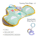 Taf Toys Baby Tummy Time Support Pillow | Comfortable, Ergonomic Design for 2-6 Month Olds, Detachable Toys