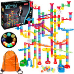 Meland Marble Run - 132Pcs Building Toy for Kids with Glow-in-the-Dark Marbles and STEM Learning, Ages 3-9+
