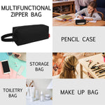 Fmeida Pencil Case Pouch - Water Resistant Pencil Pouch Portable Pencil Bag Simple Office Stationery Pouch with Handle Back to School Supplies - Black