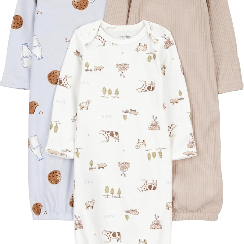 Simple Joys by Carter's Baby 3-pack Neutral Cotton Sleeper Gown