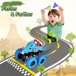 LODBY 2-pack Dinosaur Truck Toys for 2-6 Year Old Boys, Push and Go Cars for Toddlers