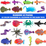 Color Changing No Hole Bath Toys with 2 Glow in The Dark Toys & Bath Book | Bath Toys for Kids Toddlers, Color Changing Squishy Sea Animal Bathtub Toys, Water Table Toys Sea Creatures Fish Toys