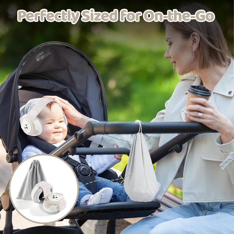 Baby Earmuffs 25dB NRR – Noise Cancelling Headphones for Babies 0-36 Months | Fontanel-Safe Adjustable Headband | Infant Ear Protection for Airplane,Fireworks,Concerts | Foldable with Storage Bag