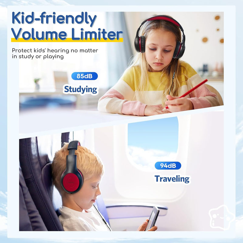 EarFun Wired Kids Headphones with Microphone, 85/94dB Volume Limit, Portable Foldable Headset for School/Tablet/iPad