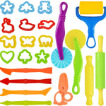 LCY WEDSHI Dough Tool Set for Kids, 9-Piece Plastic Dough Accessories Kit for Ages 4-8, Safety Scissors and Rollers Included