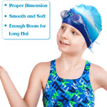 Zhanmai 3 Pieces Kids Swim Caps for Girls Boys Age 4-16 Silicone Swimming Cap Long Hair Teens Youths with Long Curly Hair Braids Dreadlocks Large Waterproof Pool Swim Hat