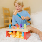 Melissa and Doug Deluxe Pounding Bench Wooden Preschool Learning Toy with Mallet, 10 inches, Ages 2+