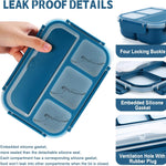 shell and turtle Bento Box Adult Lunch Box, Kids Lunch Containers for School with 4 Compartments, with Utensils, Sauce Jar, Muffin Liners, Microwave Safe, Navy
