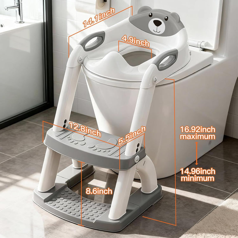 Potty Training Toilet for Toddlers, 2-in-1 Potty Training seat, Anti-Slip | SKYROKU, Fits Round & Elongated Toilets, 6 Heights, Splash Guard, Foldable, Holds 200+ lbs, Step Stool, Dishwasher Cushion