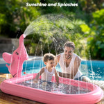 QPAU Elephant Splash Pad for Toddlers 1-3, Inflatable Sprinkler Pool for Outdoor Play