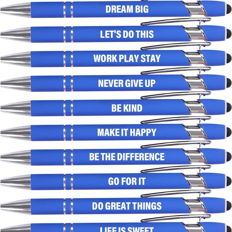 Actsun Funny Pens - 12 Pack Fine Point Smooth Writing Pens with Inspirational Tips, Black Ink, Touch Stylus Screens, Motivational Gift for Office & Desk Accessories