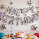 Silver Happy Birthday Aluminum Foil Balloon Decoration Kit for Kids and Adults