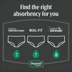 Depend Night Defense Adult Diapers, Incontinence Underwear for Men, Disposable, Overnight, Extra-Large, Grey, 20 Count, Packaging May Vary