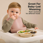 KeaBabies Suction Plates with Lids for Baby, 3-Pack, 100% Silicone (Slate) | Silicone Toddler Plates with Suction, Divided, Kids Baby Led Weaning Essentials, Dishwasher Safe, Microwave Safe, BPA-Free