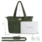 Bagstellar Corduroy Tote Bag for Women, 17 Pockets Laptop Work Tote Purse | Large 15.6” Computer Bag w/ 40oz Cup Holder & Strap, Zipper Teacher Nurse Bible Shoulder Bag for School Travel College Office