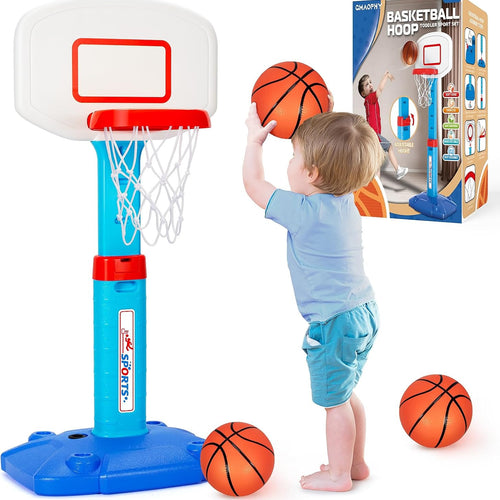 Adjustable Toddler Basketball Hoop Indoor for Kids Age 1-3 with 3 Balls and Mini Basketball Hoop