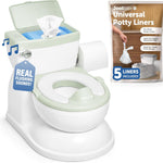 Jool Baby Real Feel 2-in-1 Potty with Wipes Storage, Flushing Sounds & Disposable Liners - Realistic Toilet - Easy to Clean & Assemble (Gray)