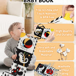 Tummy Time Toys, High Contrast Baby Book with Mirror & Teether for Newborn | Black and White Baby Toys for infant 0-6-12 Months, Visual Stimulation Soft Sensory Books, Baby Boy Girl Shower Gift