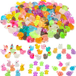 135 PCS Luminous Mini Resin Ducks Tiny Glow in The Dark Duck/ Chickens/ Rabbit/ Frogs /Dolphin /Mushroom/ 6 Combination Sets Resin Miniature Animals for Micro Landscape Dollhouse Garden Decoration