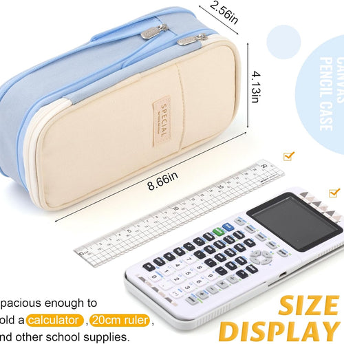 EASTHILL Big Capacity Pencil Pen Case Office College School Large Storage High Capacity Bag Pouch Holder Box Organizer Light Blue