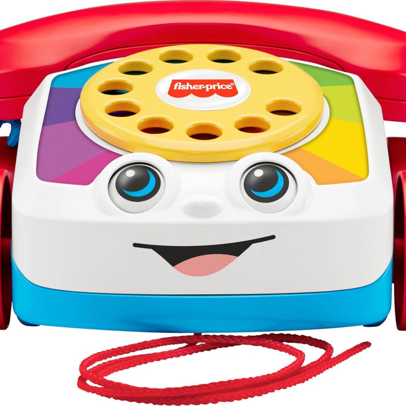 Fisher-Price Toddler Pull Toy Chatter Telephone with Rotary Dial and Wheels for Walking Play Ages 1+ years