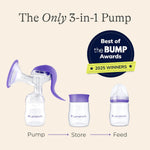Lansinoh Manual Breast Pump, Breast Feeding Hand Pump with Comfortable Flange, Includes 5oz Baby Bottle with Slow Flow Nipple, Breastfeeding Essentials