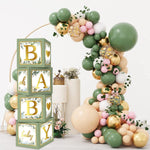 Sage Green RUBFAC Baby Shower Decorations Set 4pcs with Letters and Balloon Boxes