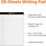 Amazon Basics Wide Ruled Lined Writing Note Pads for Office Supplies, 8.5" x 11.75", White, 12-Pack of 50 Perforated Sheets