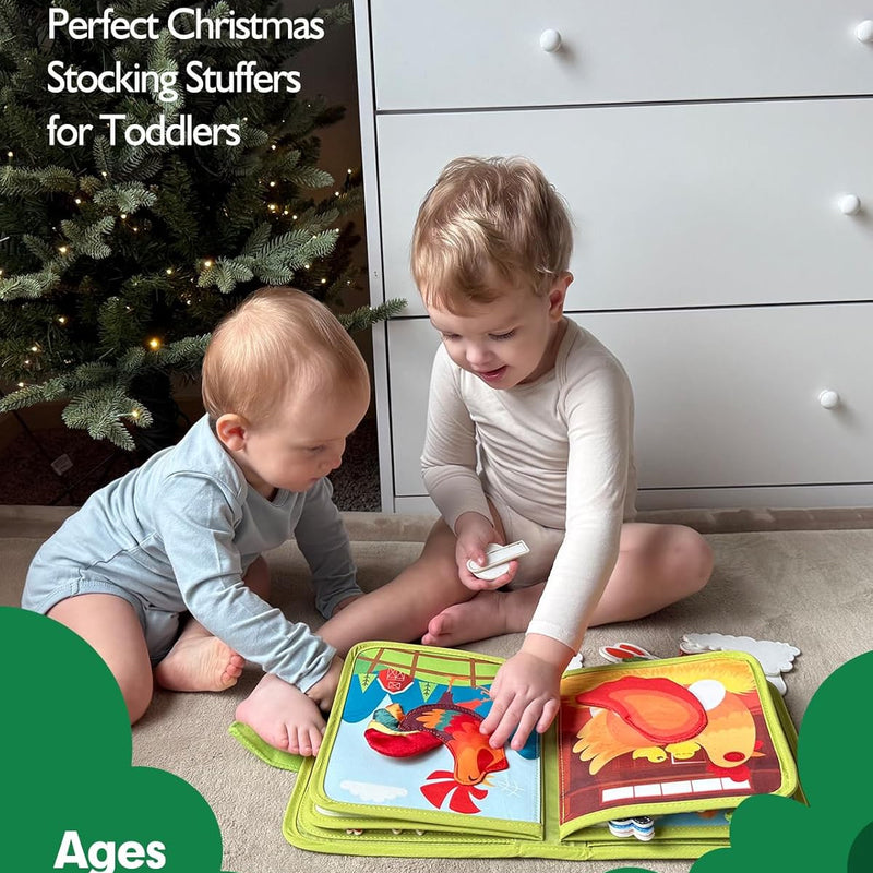hahaland Busy Book for Toddlers - 20-in-1 Montessori Farm Busy Board for 1 Year Old Gifts, Educational Learning Toys