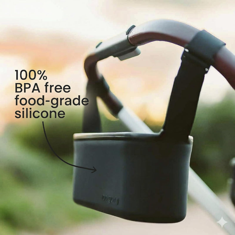 Silicone Stroller Organizer with Cup Holders, Waterproof & Easy-Clean, BPA-Free Caddy with Phone Pocket & Storage, Universal Anti-Slip Straps Fit UPPAbaby, Bugaboo, Nuna, Doona & Most Strollers
