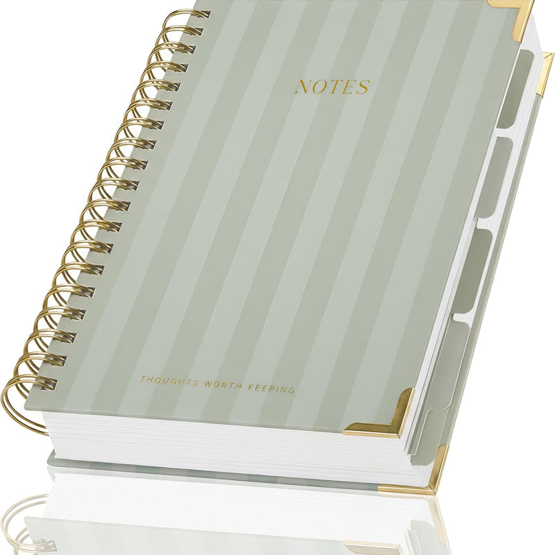 Aesthetic Thick Spiral Notebook With Tabs - Premium Journal For Women Size B5 - College Ruled Note Book With 300 Lined Pages and Dividers - Perfect For Writing And Staying Organized at Work or School