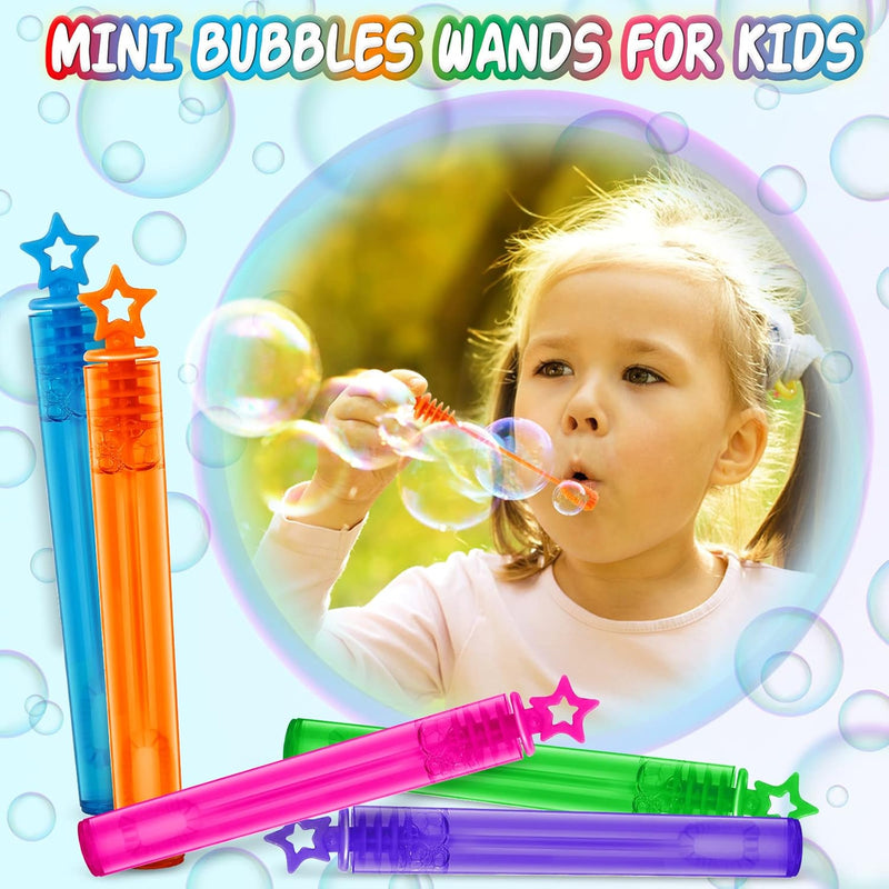 120 Pcs Mini Bubble Wands in 10 Colors, Bulk Party Favors for Kids, Themed Birthday, Christmas, New Year, Valentine, Carnival, School Classroom Prizes for Boys & Girls, Ideal Goodies Bags Stuffers