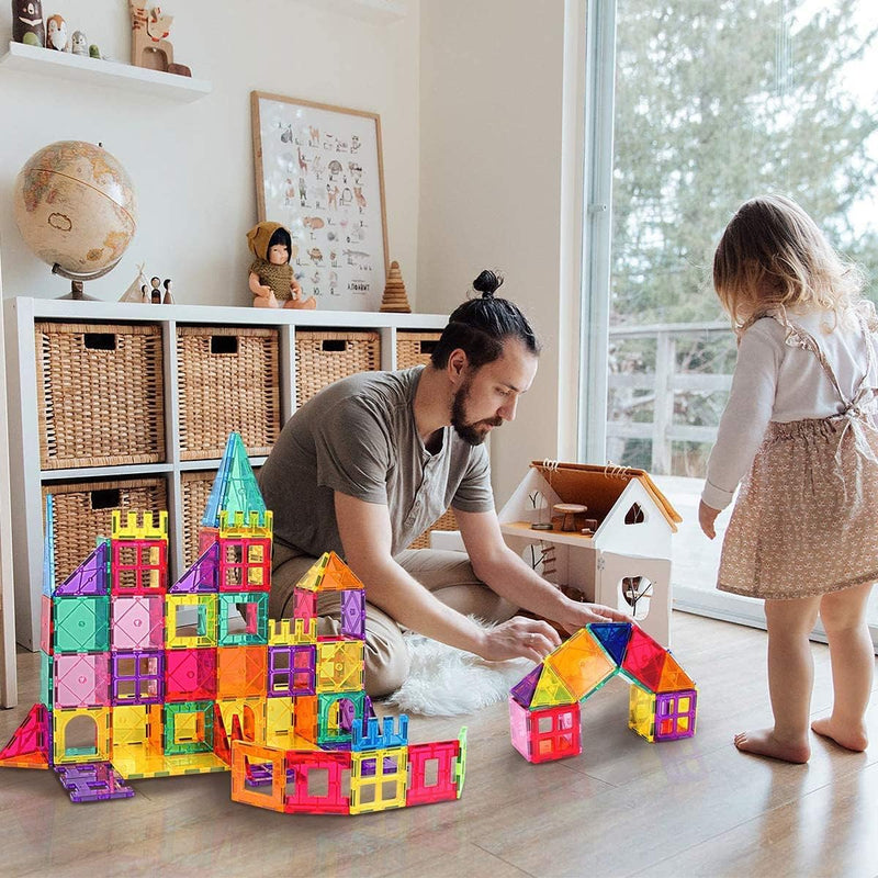 100pcs Magnetic Tiles Magnetic Building Blocks for Toddlers 3 4 5 6 7 Year Old Boys Girls Educational Magnet Blocks Christmas Birthday Gift Toys for Kids Ages 4-8 Sensory Toys 1-3