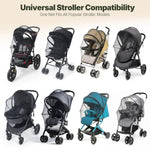Orzbow Baby Mosquito Net for Stroller, Universal Fit, Breathable, Black | Tear-Resistant Mesh, Insect Barrier w/Travel Bag for Stroller, Car Seat, Bassinet, Cradle, Mini Cribs, Baby Summer Essential