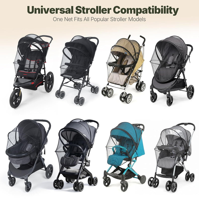 Orzbow Baby Mosquito Net for Stroller, Universal Fit, Breathable, Black | Tear-Resistant Mesh, Insect Barrier w/Travel Bag for Stroller, Car Seat, Bassinet, Cradle, Mini Cribs, Baby Summer Essential