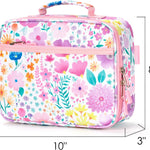mibasies Kids Lunch Box for Girls, Insulated and Reusable Lunch Bag for School Preschool Kindergarten, Flower Pink