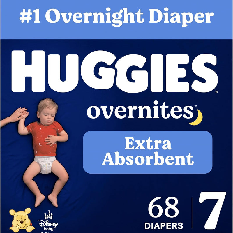 Huggies Overnites Diapers Size 7, 68 Count (2 Packs of 34)