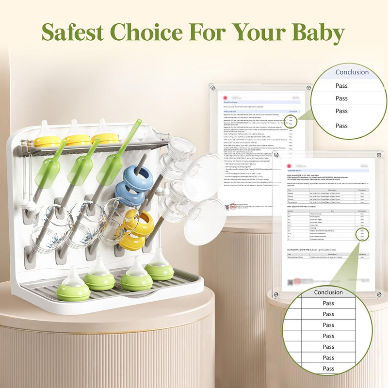 Lifewit 10-Hooks Baby Bottle Drying Rack for Countertop, BPA Free | Vertical Bottle Storage Organizer, Stand-Up Dryer Holder for Pacifiers, Pump Parts, Baby Stuff, Newborn Essentials Must Haves