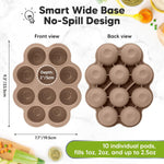 KeaBabies Silicone Food Freezer Trays with Lid, 2oz x 10 Pods (Chai Latte) | Baby Food Storage Containers, Easy Puree Meal Prep, Breast Milk Silicone Freezer Molds, Dishwasher, Microwave Safe, BPA-Free