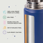 Fijinhom 12oz Kids Water Bottle for School, Toddler Water Bottles with Straws, Insulated Water Bottles for Boys&Girls, Stainless Steel Vacuum Insulated Bottle for Kids, Leak-Proof, BPA-Free, Blue