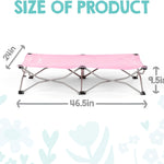 Regalo My Cot® Portable Toddler Bed, Foldable Kids Travel Bed & Camping Cot, Lightweight Sleeping Cot for Toddlers, Indoor/Outdoor, 46.5” x 24” x 9.5”, Pink