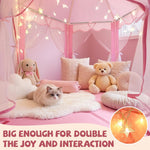 Sumbababy Princess Castle Tent for Girls Fairy Play Tents for Kids Hexagon Playhouse with Fairy Star Lights Toys for Children or Toddlers Indoor or Outdoor Games (Pink)