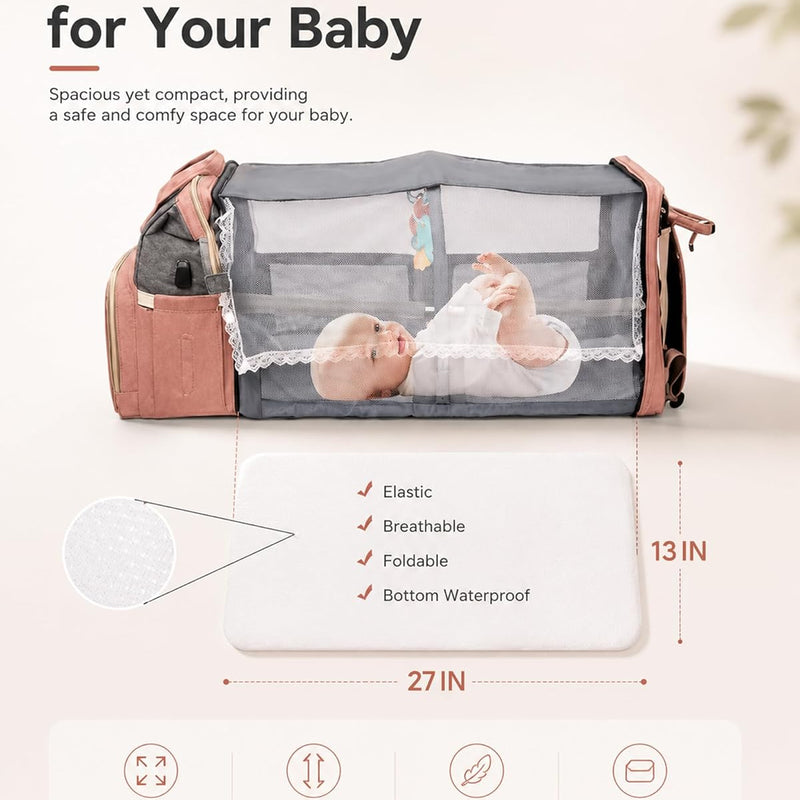 houscly Diaper Bag Backpack with Changing Station, 25L Large Capacity | Multifunction baby bag, baby registry search, baby girl newborn essentials must haves, baby shower gifts, pink