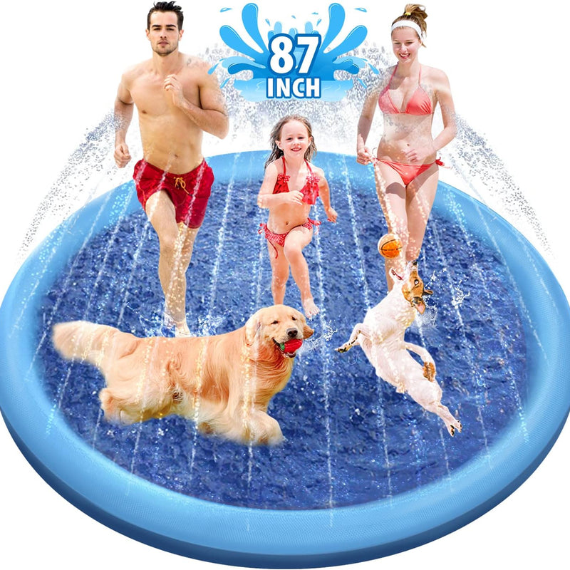 Raxurt Non-Slip Splash Pad for Kids and Dog, 67'' Splash Pad Thicken 0.58mm for Kids Ages 4-8 Toddler Baby Splash Sprinkler Pad Dog Pool Summer Outdoor Water Toys for Boys Girls