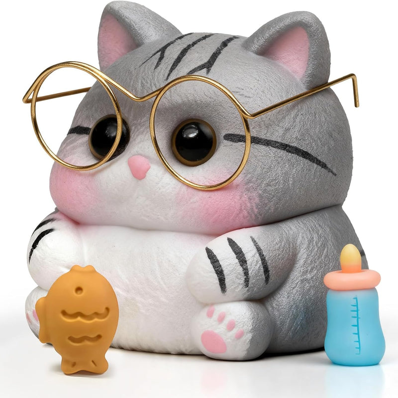 Cat Squishy Toy, Soft TPR Stress Relief Sensory Squeeze Toys, Cute Kawaii Desk Toy, Birthday Gift and Party Favor for Kids and Adults